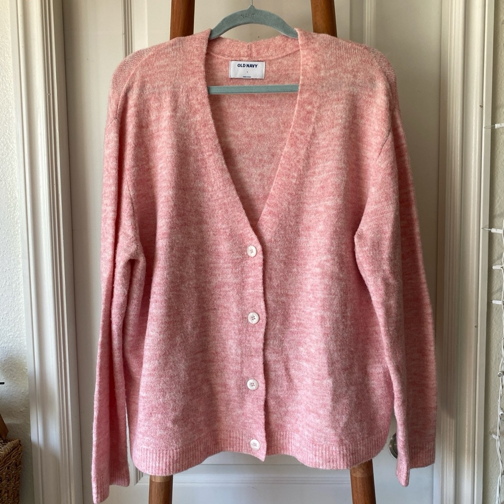 Cotton candy pink buttoned cardigan